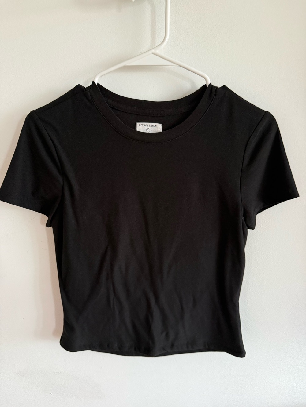 Black Short Sleeve Fitted Crop Top -